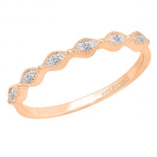 0.08 Carat (cttw) Round Lab Grown White Diamond Ladies Wedding Stackable Band Ring 14K Rose Gold