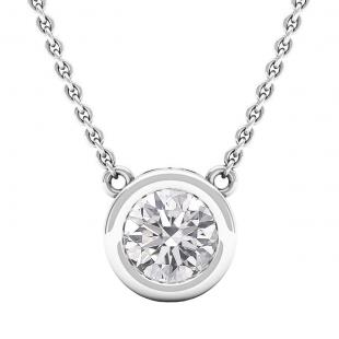 1.00 Carat (cttw) Round Lab Grown Diamond Ladies Solitaire Pendant 1 CT 10K White Gold