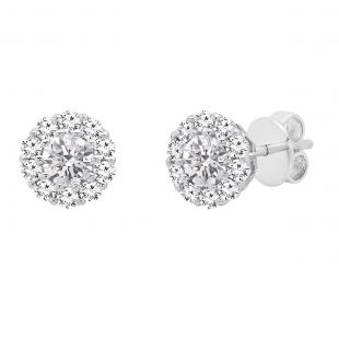 0.40 Carat (cttw) Round Lab Grown Diamond Ladies Flower Cluster Stud Earring 14K White Gold