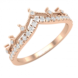 0.20 Carat (ctw) Round Lab Grown Diamond Ladies Chevron Wedding Band 1/5 CT 18K Rose Gold