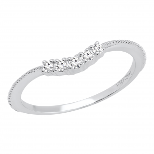 0.10 Carat (ctw) Round Lab Grown Diamond Ladies Wedding Contour Ring 1/10 CT Sterling Silver