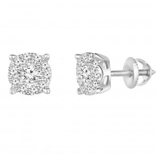 0.25 Carat (ctw) Round Lab Grown Diamond Ladies Stud Earrings 1/4 CT 10K White Gold