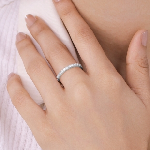 0.65 Carat (ctw) Round Lab Grown Diamond Ladies Anniversary Wedding Stackable Band 14K White Gold
