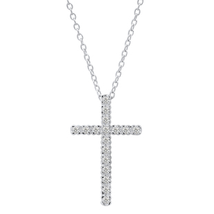 0.25 Carat (ctw) Round Lab Grown Diamond Mens Ladies Unisex Cross Pendant 1/4 CT Sterling Silver