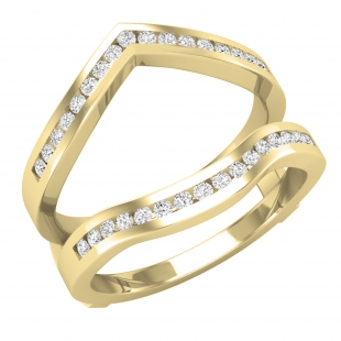 0.30 Carat (ctw) Round Lab Grown Diamond Ladies Wedding Band Guard Ring 1/3 CT 10K Yellow Gold