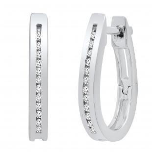 0.10 Carat (ctw) Round Lab Grown Diamond Ladies Hoop Earrings 1/10 CT 10K White Gold