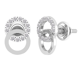 0.12 Carat (ctw) Round Lab Grown Diamond Ladies Interlocking Circle Stud Earrings Sterling Silver