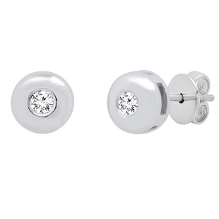 0.07 Carat (ctw) Round Lab Grown Diamond Ladies Solitaire Bezel Stud Earrings 10K Lab Grown Gold