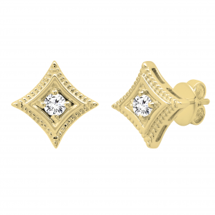 0.25 Carat (ctw) Round Lab Grown Diamond Ladies Solitaire Kite Stud Earrings 1/4 CT 14K Yellow Gold