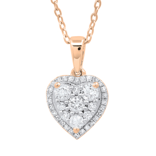 0.55 Carat (ctw) Round Lab Grown Diamond Ladies Heart Shape Cluster Love Pendant 10K Rose Gold