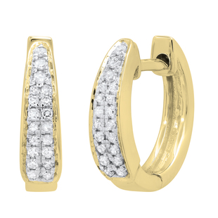 0.15 Carat (ctw) Round Lab Grown Diamond Ladies Huggies Hoop Earrings 14K Yellow Gold