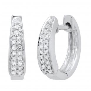 0.15 Carat (ctw) Round Lab Grown Diamond Ladies Huggies Hoop Earrings Sterling Silver