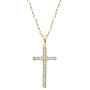 0.20 Carat (ctw) Round Lab Grown Diamond Mens 'X' Cross Pendant 1/5 CT 10K Yellow Gold