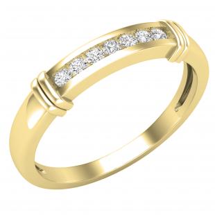 0.10 Carat (ctw) Round Lab Grown Diamond Mens Fashion Wedding Band 1/10 CT 14K Yellow Gold