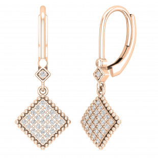 0.18 Carat (ctw) Round Lab Grown Diamond Ladies Kite Shape Dangling Drop Earrings 18K Rose Gold