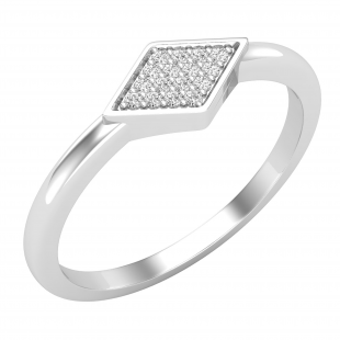 0.05 Carat (ctw) Round Lab Grown White Diamond Ladies Kite Shape Engagement Ring Sterling Silver