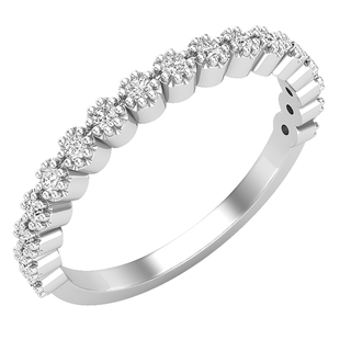 0.20 Carat (ctw) Round Lab Grown White Diamond Ladies Anniversary Wedding Stackable Band 1/5 CT Sterling Silver