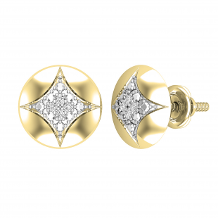 0.05 Carat (ctw) Round Lab Grown Diamond Ladies Rounded Kite Shape Stud Earrings 18K Yellow Gold