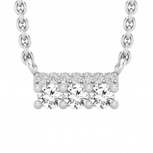 0.30 Carat (ctw) Round Lab Grown Diamond Ladies Bar Style Pendant 1/3 CT 10K White Gold