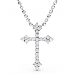 0.25 Carat (ctw) Round Lab Grown Diamond Ladies Cross Pendant 1/4 CT 10K White Gold