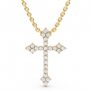 0.25 Carat (ctw) Round Lab Grown Diamond Ladies Cross Pendant 1/4 CT 18K Yellow Gold