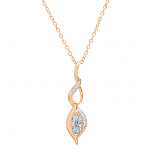 0.65 Carat (ctw) Marquise & Round Lab Grown Diamond Ladies Twist Infinity Pendant 18K Rose Gold