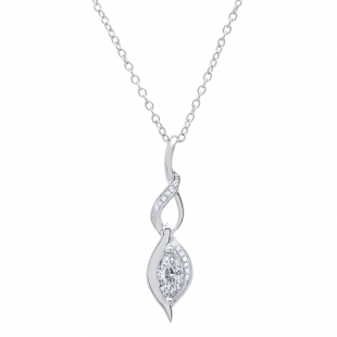 0.65 Carat (ctw) Marquise & Round Lab Grown Diamond Ladies Twist Infinity Pendant Sterling Silver
