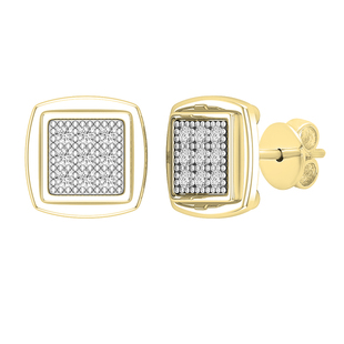 0.25 Carat (ctw) Round Lab Grown Diamond Ladies Square Frame Stud Earrings 1/4 CT 10K Yellow Gold