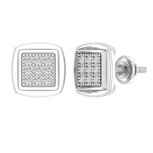 0.25 Carat (ctw) Round Lab Grown Diamond Ladies Square Frame Stud Earrings 1/4 CT Sterling Silver