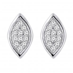0.10 Carat (ctw) Round lab Grown Diamond Ladies Marquise Shape Stud Earring 1/10 CT 10K White Gold