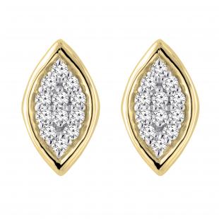 0.10 Carat (ctw) Round lab Grown Diamond Ladies Marquise Shape Stud Earring 1/10 CT 18K Yellow Gold