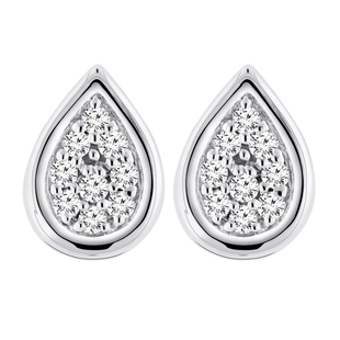 0.10 Carat (ctw) Round Lab Grown Diamond Ladies Teardrop Stud Earrings 1/10 CT Sterling Silver