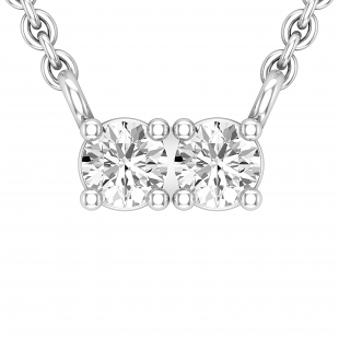 0.30 Carat (ctw) Two Stone Round Lab Grown Diamond Pendant for Her 1/3 CT 14K White Gold