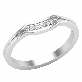 0.05 Carat (ctw) Round Lab Grown Diamond Seven Stone Curved Wedding Band for Women 925 Sterling Silver