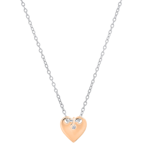 0.02 Carat (ctw) Hanging Round Lab Grown Diamond Ladies Charm Plain Heart Pendant 10K Rose Gold