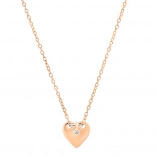 0.02 Carat (ctw) Hanging Round Lab Grown Diamond Ladies Charm Plain Heart Pendant 14K Rose Gold
