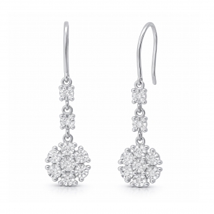 0.21 Carat (ctw) Round Lab Grown Diamond Ladies Dangling Earrings 1/4 CT | 925 Sterling Silver