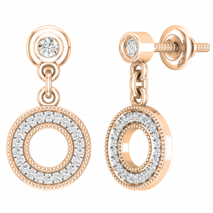 0.20 Carat (ctw) Round Lab Grown White Diamond Open Circle Drop & Dangle Earrings for Her 1/5 CT | 10K Rose Gold
