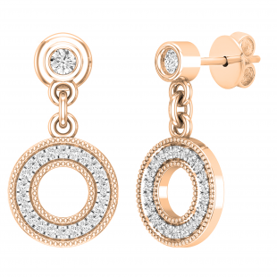 0.20 Carat (ctw) Round Lab Grown White Diamond Open Circle Drop & Dangle Earrings for Her 1/5 CT | 14K Rose Gold