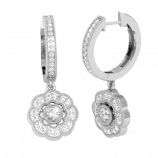 0.41 Carat (ctw) Round Lab Grown White Diamond Vintage-Inspired Floral Drop & Dangle Earrings For Her | 10K White Gold