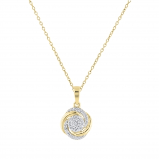 Round Lab Grown White Diamond Twisted & Swirl Circle Pendant for her (0.29 ctw Color H-I Clarity SI2) | 14K Yellow Gold