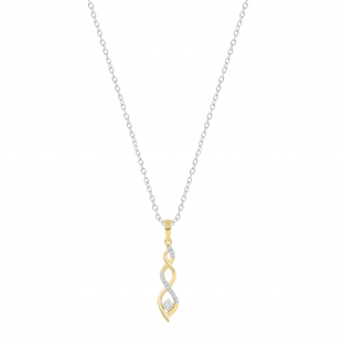 Round Lab Grown White Diamond Twisted Criss Cross Swirl Pendant for Women with 18 Inch Silver Chain (0.15 ctw, Color H-I, Clarity SI2) in 18K Yellow Gold