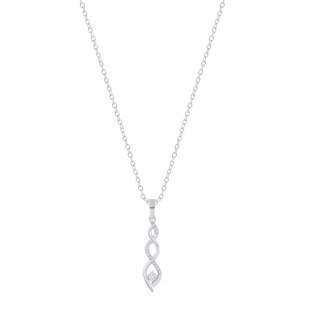 Round Lab Grown White Diamond Twisted Criss Cross Swirl Pendant for Women with 18 Inch Silver Chain (0.15 ctw, Color H-I, Clarity SI2) in 925 Sterling Silver
