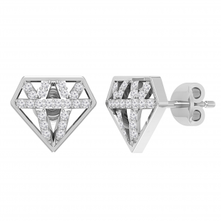 Round Lab Grown White Diamond Crystal Shape Stud Earrings with Post Push Back for Women 1/4 CT (0.25 ctw, Color H-I, Clarity SI2) in 925 Sterling Silver