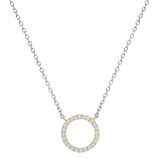 Round Lab Grown White Diamond Open Eternity Circle of Life Pendant for Women (0.20 ctw Color H-I Clarity SI2) in 18K Yellow Gold