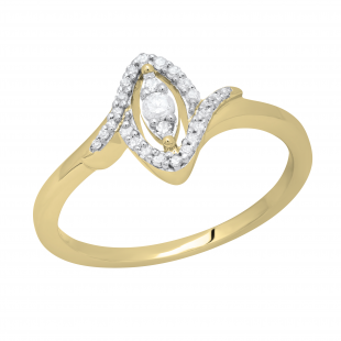 Round Lab Grown White Diamond Marquise Shape Engagement Ring for Women 1/5 CT (0.20 ctw, Color H-I, Clarity SI2) in 10K Yellow Gold