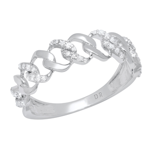 Lab Grown Round White Diamond Cuban Style Engagement Ring for Women (0.22 ctw Color H-I Clarity SI2) in 925 Sterling Silver