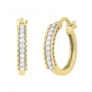 Round Lab Grown White Diamond Curved Edge Hinged Hoop Earrings for Her (0.23 ctw, Color H-I, Clarity SI2) in 10K Yellow Gold