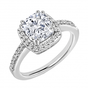 IGI Certified 1.48 Cttw Cushion & Round Lab Grown Diamond Solitaire Engagement Ring, 925 Sterling Silver