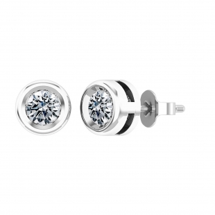 0.75 Cttw Round Lab Grown White Diamond Elegant Solitaire Bezel Set Push Back Stud Earrings for Women in 10K Solid White Gold